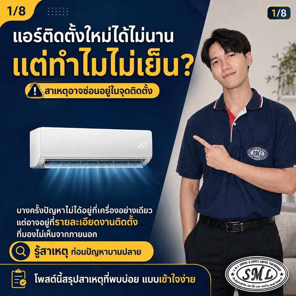 แอร์ติดตั้งใหม่ได้ไม่นาน แต่ทำไมไม่เย็น? ภาพที่ 1